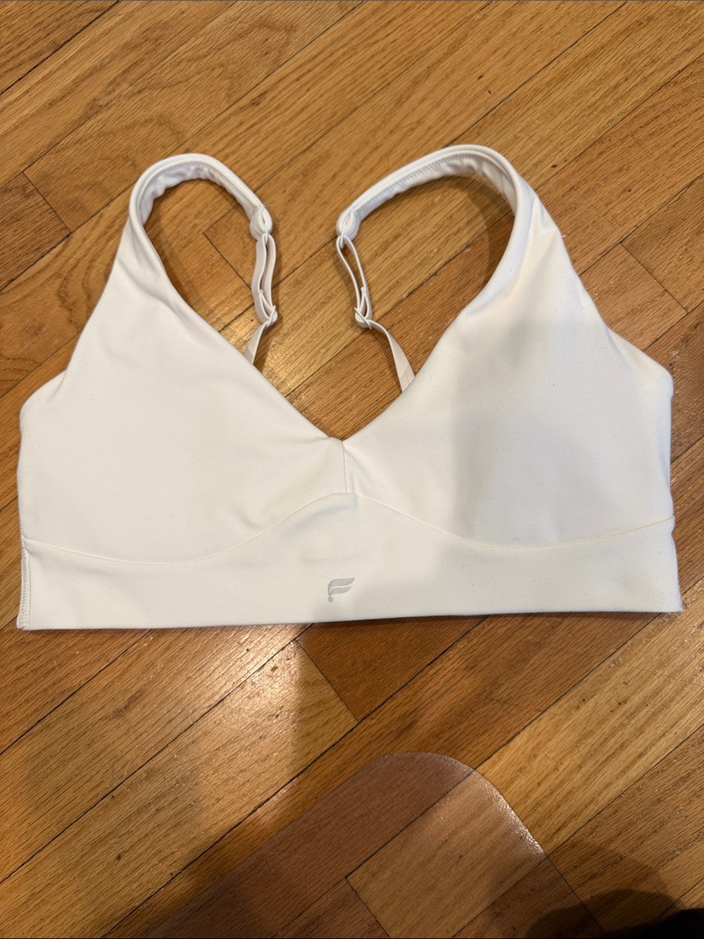 Fabletics White V‑Neck Seamless Bralette